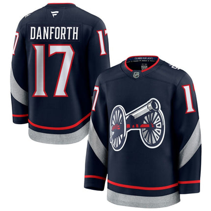 Justin Danforth Columbus Blue Jackets 2025 NHL Stadium Series Premium Navy Jersey