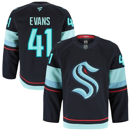 Ryker Evans Seattle Kraken 2025 Home Premium Jersey - Blue