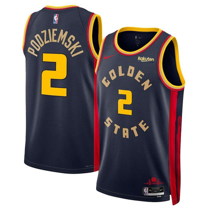 Brandin Podziemski Golden State Warriors 2025 Badged Swingman Jersey - Black