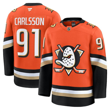 Leo Carlsson Anaheim Ducks 2025 Branded Home Premium Jersey - Orange