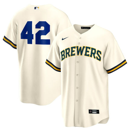 Milwaukee Brewers Home 2025 Jackie Robinson Day Replica Jersey- Cream