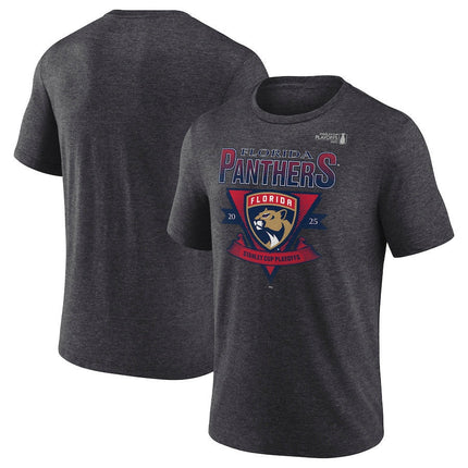 Florida Panthers 2025 Stanley Cup Playoffs Crossbar Tri-Blend T-Shirt - Heather Charcoal