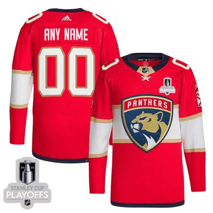 Customized Florida Panthers 2025 Stanley Cup Final Away Breakaway Jersey – Red