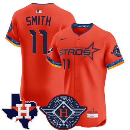 Cam Smith Houston Astros 2025 City Connect Texas Patch Vapor Premier Elite Jersey - Orange
