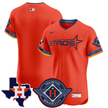 Houston Astros 2025 City Connect Texas Patch Vapor Premier Elite Jersey - Orange