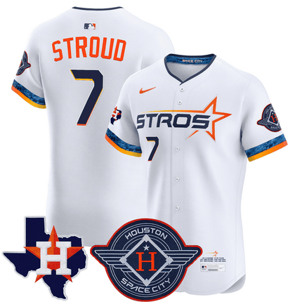 C.J. Stroud Houston Astros 2025 City Connect Texas Patch Vapor Premier Elite Jersey - White