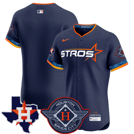 Houston Astros 2025 City Connect Texas Patch Vapor Premier Elite Jersey - Navy