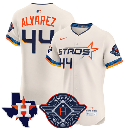 Yordan Alvarez Houston Astros 2025 City Connect Texas Patch Vapor Premier Elite Jersey - Cream