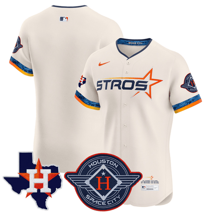 Houston Astros 2025 City Connect Texas Patch Vapor Premier Elite Jersey - Cream