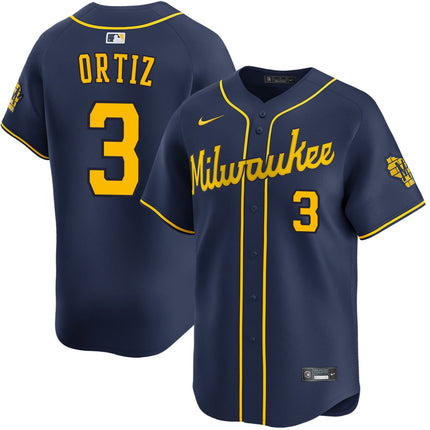 Joey Ortiz Milwaukee Brewers 2025 Alternate Limited Jersey - Navy