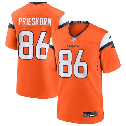 Caden Prieskorn Denver Broncos 2025 Game Jersey - Orange