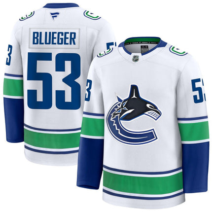Teddy Blueger Vancouver Canucks 2025 Away Jersey - White