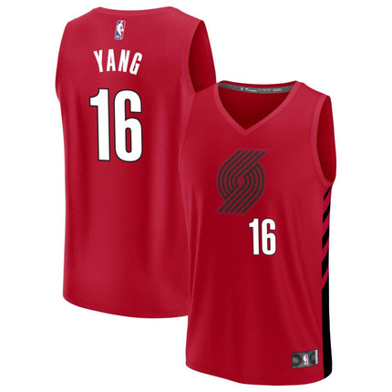 Hansen Yang Portland Trail Blazers 2025 Fast Break Statement Edition Jersey - Red