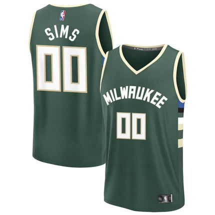 Jericho Sims Milwaukee Bucks 2025 Icon Edition Fast Break Jersey - Green