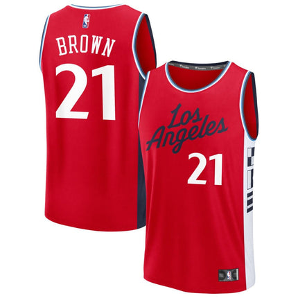 Kobe Brown LA Clippers 2025 Statement Edition Fast Break Jersey - Red