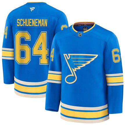 Corey Schueneman St. Louis Blues 2025 Alternate Jersey - Blue