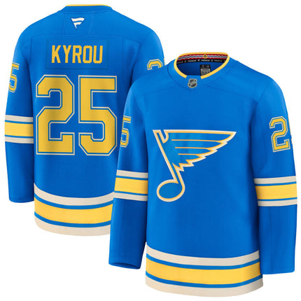 Jordan Kyrou St. Louis Blues 2025 Alternate Jersey - Blue