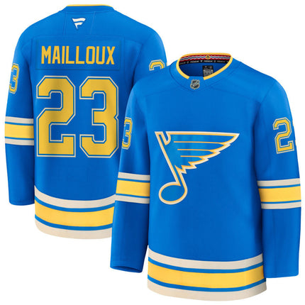 Logan Mailloux St. Louis Blues 2025 Alternate Jersey - Blue