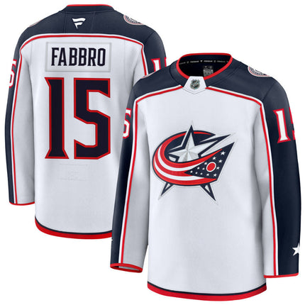 Dante Fabbro Columbus Blue Jackets 2025 Away Jersey - White