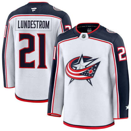 Isac Lundestrom Columbus Blue Jackets 2025 Away Jersey - White