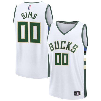 Jericho Sims Milwaukee Bucks 2025 Fast Break Association Edition Jersey - White
