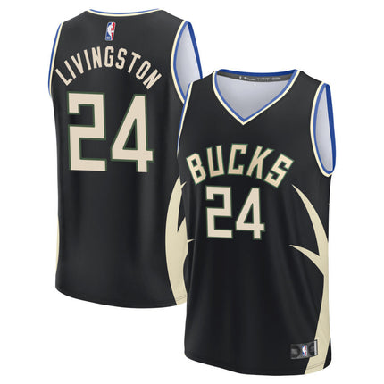 Chris Livingston Milwaukee Bucks 2025 Fast Break Statement Edition Jersey - Black