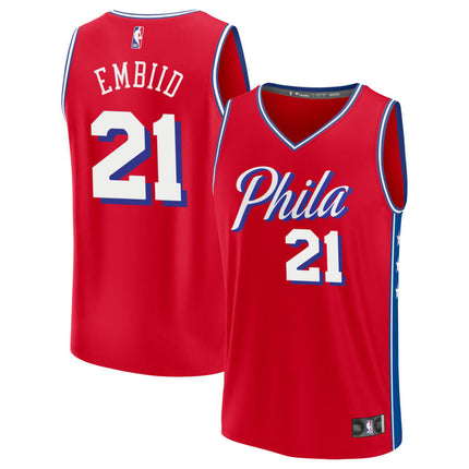 Joel Embiid Philadelphia 76ers 2025 Fast Break Statement Edition Jersey - Red