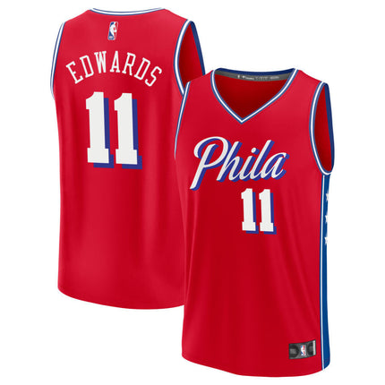 Justin Edwards Philadelphia 76ers 2025 Fast Break Statement Edition Jersey - Red
