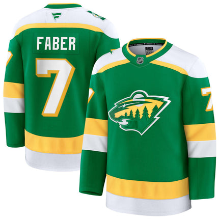 Brock Faber Minnesota Wild 2025 Alternate Premium Jersey - Green