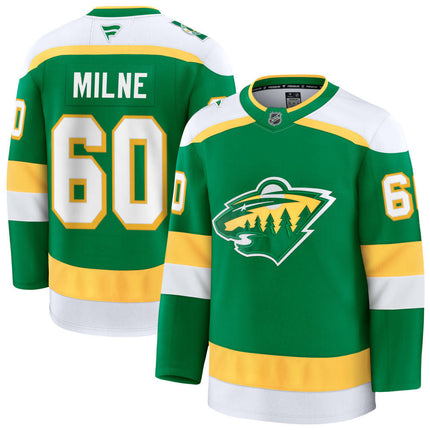 Michael Milne Minnesota Wild 2025 Alternate Premium Jersey - Green