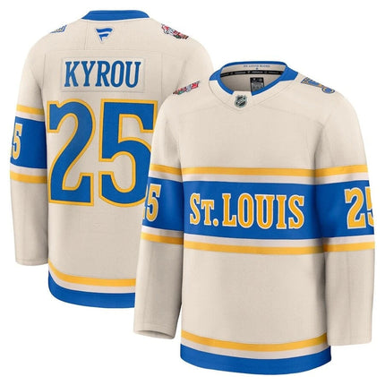 Jordan Kyrou St. Louis Blues 2025 Winter Classic Premium Jersey - Beige