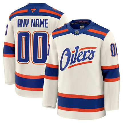 Custom Name Edmonton Oilers 2025 Alternate Premium Jersey - Light Beige