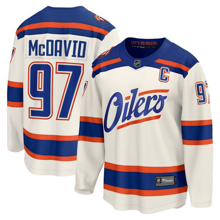 Connor McDavid Edmonton Oilers 2025 Alternate Premium Jersey - Light Beige