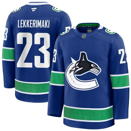 Jonathan Lekkerimaki Vancouver Canucks 2025 Home Premium Jersey - Blue