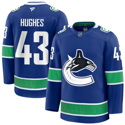 Quinn Hughes Vancouver Canucks 2025 Home Premium Jersey - Blue