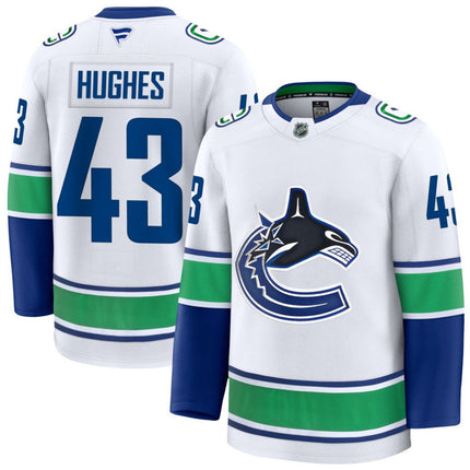 Quinn Hughes Vancouver Canucks 2025 Away Premium Jersey - White