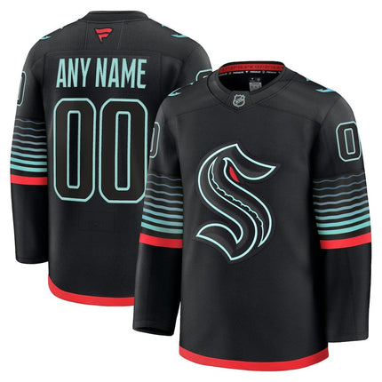 Custom Name Seattle Kraken 2025 Alternate Premium Jersey - Black