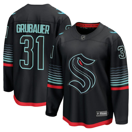 Philipp Grubauer Seattle Kraken 2025 Alternate Premium Jersey - Black