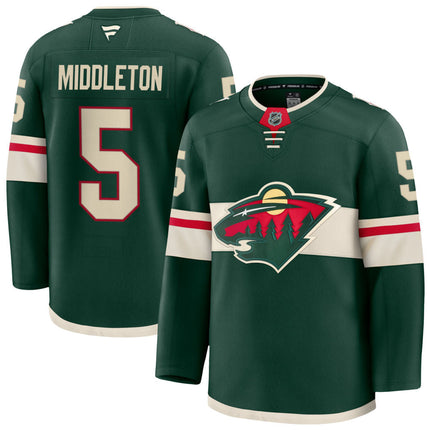 Jake Middleton Minnesota Wild 2025 Home Premium Jersey - Green