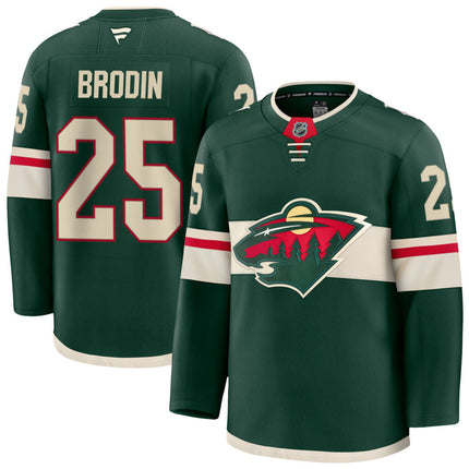 Jonas Brodin Minnesota Wild 2025 Home Premium Jersey - Green