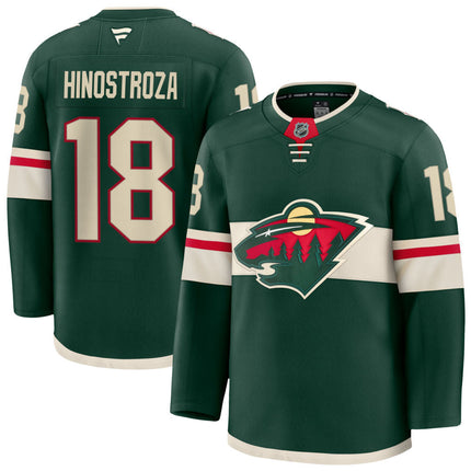 Vincent Hinostroza Minnesota Wild 2025 Home Premium Jersey - Green