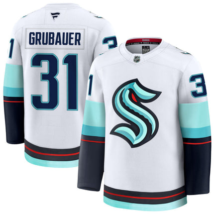 Philipp Grubauer Seattle Kraken 2025 Away Premium Jersey - White