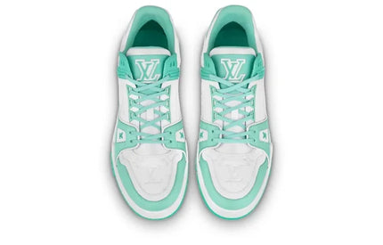 Men's Louis Vuitton LV Trainer White and Green Sneakers