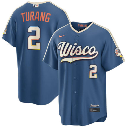 Brice Turang Milwaukee Brewers 2026 City Connect Stadium Jersey - Mineral Blue