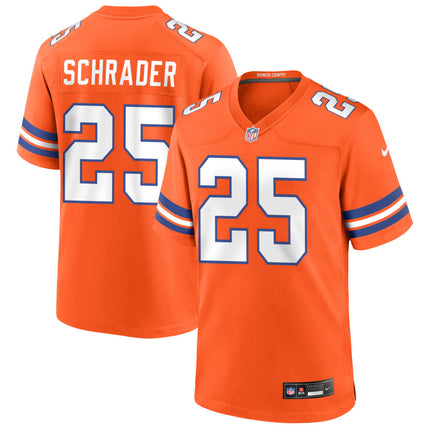 Cody Schrader Denver Broncos Mile High Collection 1977 Throwback Game Jersey - Orange