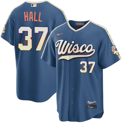DL Hall Milwaukee Brewers 2026 City Connect Stadium Jersey - Mineral Blue