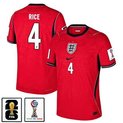 Declan Rice England National Team 2026 x World Cup Patch Away Jersey - Red