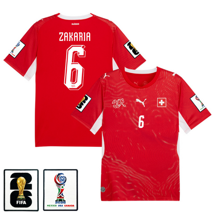 Denis Zakaria Switzerland National Team 2026 x World Cup Patch Home Jersey - Red