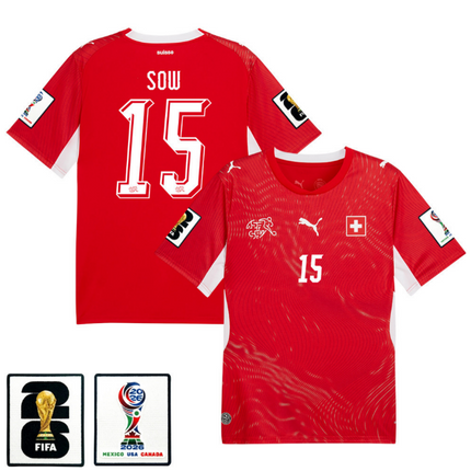 Djibril Sow Switzerland National Team 2026 x World Cup Patch Home Jersey - Red