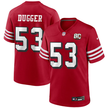 Jaden Dugger San Francisco 49ers Nike 80th Anniversary Alternate Game Jersey - Scarlet